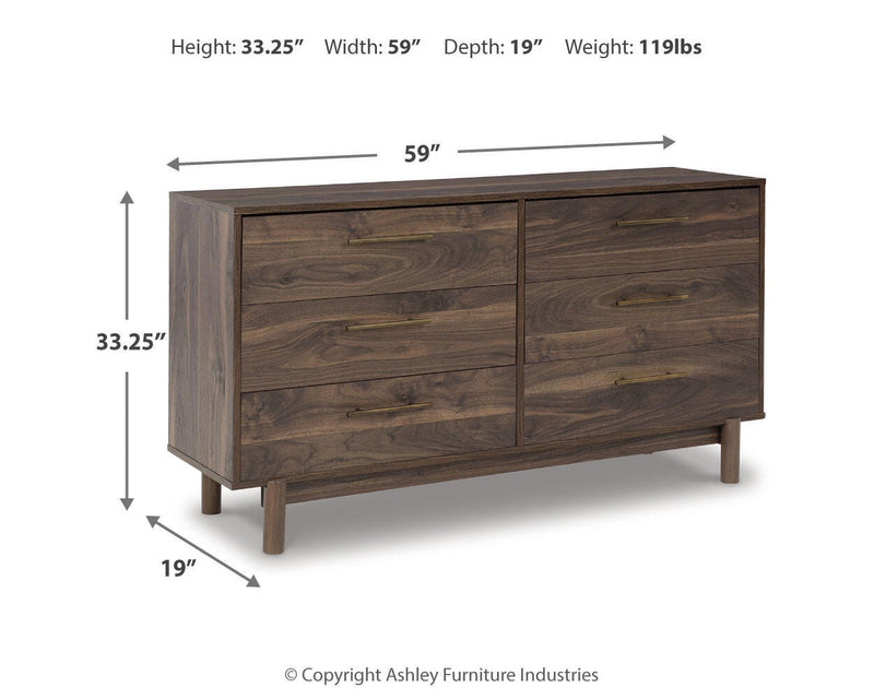 Calverson Queen Platform Bed and Dresser in Mocha - PKG017851