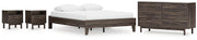 Calverson Queen Platform Bed, Dresser and 2 Nightstands in Mocha - PKG017855