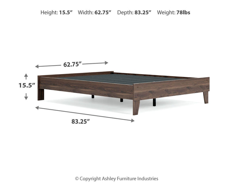 Calverson Queen Platform Bed, Dresser and 2 Nightstands in Mocha - PKG017855
