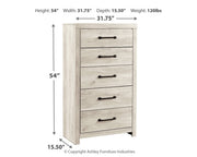 Cambeck King Panel Bed with 2 Storage Drawers with Mirrored Dresser and Chest in Whitewash - PKG007506