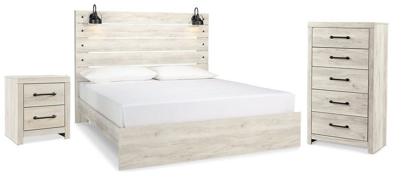 Cambeck King Panel Bed with Chest and Nightstand in Whitewash from Ashley - Lara Furniture