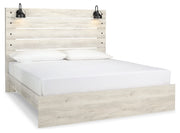 Cambeck King Panel Bed with Mirrored Dresser, Chest and 2 Nightstands in Whitewash - PKG003036