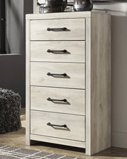 Cambeck King Panel Headboard Bed with Mirrored Dresser, Chest and 2 Nightstands in Whitewash - PKG002972