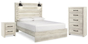 Cambeck Queen Panel Bed with Chest and Nightstand in Whitewash from Ashley - Lara Furniture