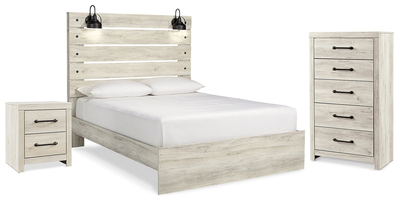 Cambeck Queen Panel Bed with Chest and Nightstand in Whitewash from Ashley - Lara Furniture