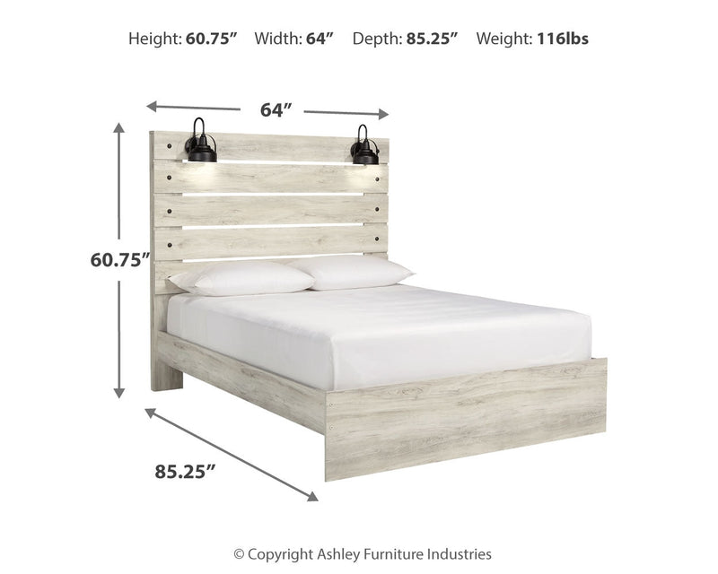 Cambeck Queen Panel Bed with Chest and Nightstand in Whitewash from Ashley - Lara Furniture