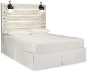 Cambeck Queen Panel Headboard Bed with Mirrored Dresser in Whitewash - PKG002958