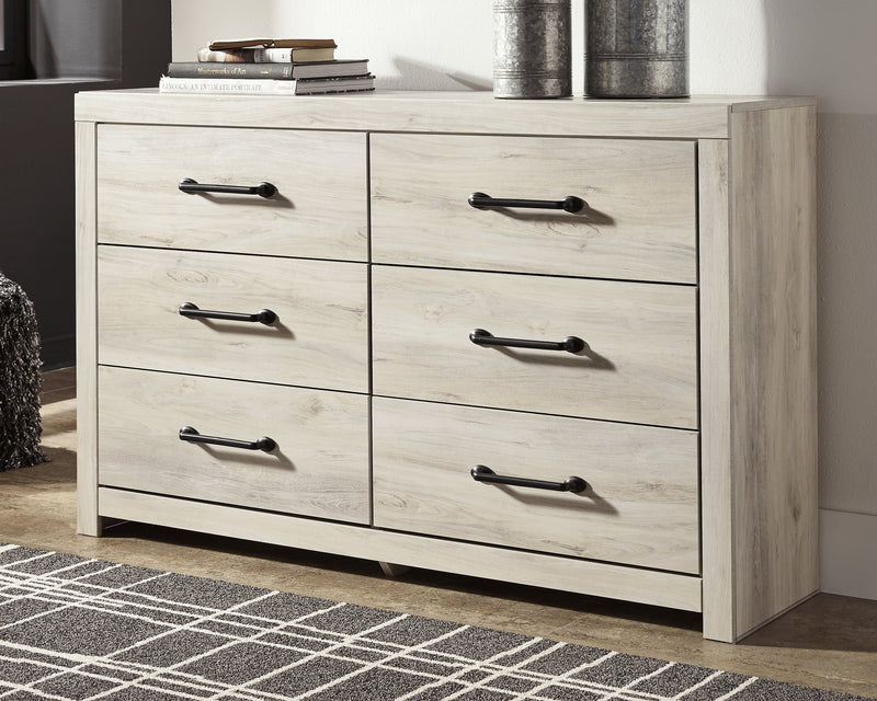 Cambeck Twin Panel Bed with 2 Storage Drawers with Dresser in Whitewash - PKG002975