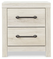 Cambeck Twin Panel Headboard Bed with Mirrored Dresser, Chest and 2 Nightstands in Whitewash - PKG002956