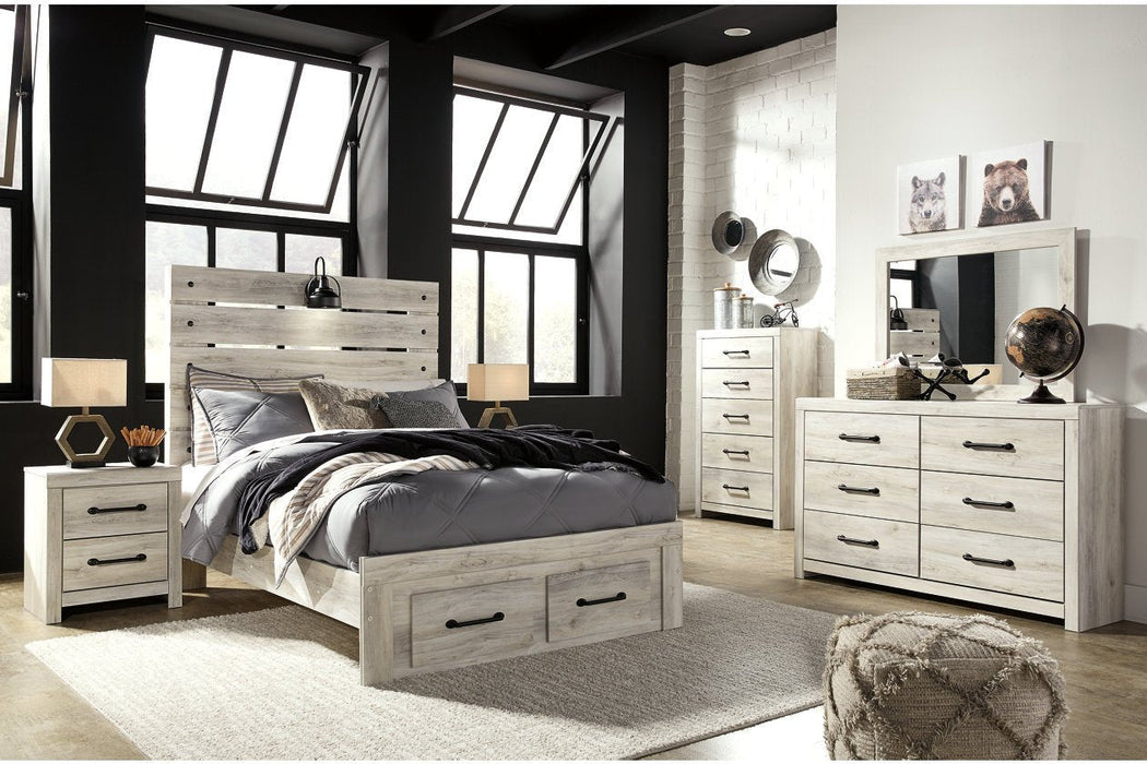 Cambeck Whitewash Full Panel Bed with 2 Storage Drawers - Gate FurnitureFull Bed
