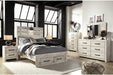 Cambeck Whitewash Full Panel Bed with 2 Storage Drawers - Gate FurnitureFull Bed