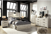 Cambeck Whitewash Full Panel Bed with 2 Storage Drawers - Lara FurnitureFull Bed