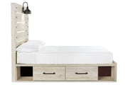 Cambeck Whitewash Full Panel Bed with 2 Storage Drawers - Lara FurnitureFull Bed