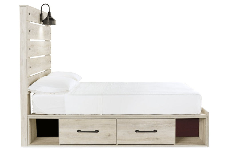 Cambeck Whitewash Full Panel Bed with 2 Storage Drawers - Lara FurnitureFull Bed