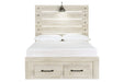 Cambeck Whitewash Full Panel Bed with 2 Storage Drawers - Gate FurnitureFull Bed
