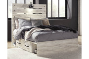 Cambeck Whitewash Full Panel Bed with 2 Storage Drawers - Lara FurnitureFull Bed