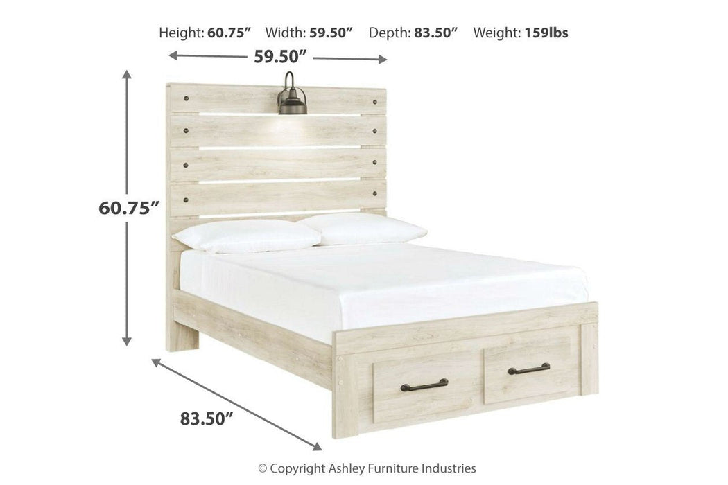 Cambeck Whitewash Full Panel Bed with 2 Storage Drawers - Gate FurnitureFull Bed