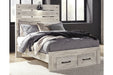 Cambeck Whitewash Full Panel Bed with 2 Storage Drawers - Gate FurnitureFull Bed