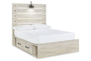 Cambeck Whitewash Full Panel Bed with 4 Storage Drawers - Lara FurnitureFull Bed