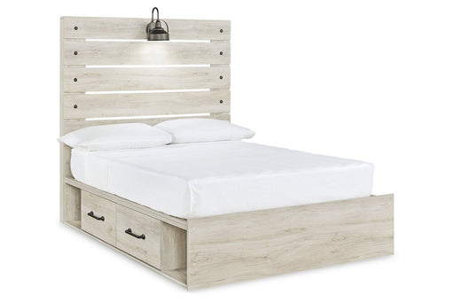 Cambeck Whitewash Full Panel Bed with 4 Storage Drawers - Gate FurnitureFull Bed