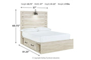 Cambeck Whitewash Full Panel Bed with 4 Storage Drawers - Lara FurnitureFull Bed