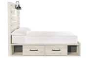 Cambeck Whitewash Full Panel Bed with 4 Storage Drawers - Lara FurnitureFull Bed