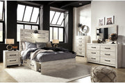 Cambeck Whitewash Full Panel Bed with 4 Storage Drawers - Lara FurnitureFull Bed