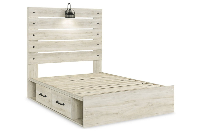 Cambeck Whitewash Full Panel Bed with 4 Storage Drawers - Lara FurnitureFull Bed