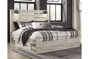 Cambeck Whitewash King Panel Bed with 2 Storage Drawers - Lara FurnitureKing Bed