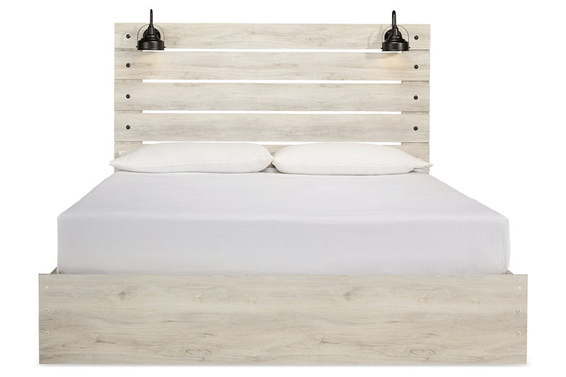 Cambeck Whitewash King Panel Bed with 2 Storage Drawers - Lara FurnitureKing Bed