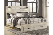 Cambeck Whitewash King Panel Bed with 2 Storage Drawers - Lara FurnitureKing Bed