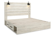 Cambeck Whitewash King Panel Bed with 2 Storage Drawers - Lara FurnitureKing Bed