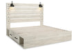 Cambeck Whitewash King Panel Bed with 2 Storage Drawers - Gate FurnitureKing Bed