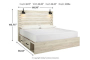 Cambeck Whitewash King Panel Bed with 2 Storage Drawers - Lara FurnitureKing Bed