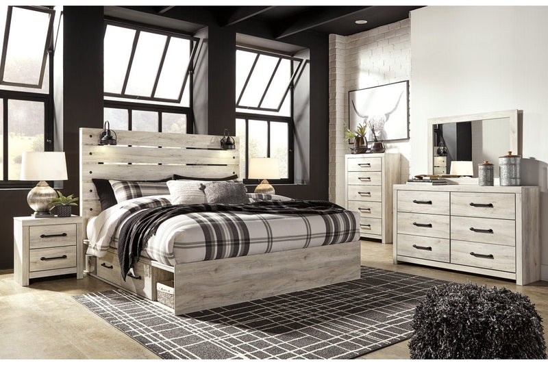 Cambeck Whitewash King Panel Bed with 4 Storage Drawers - Gate FurnitureKing Bed