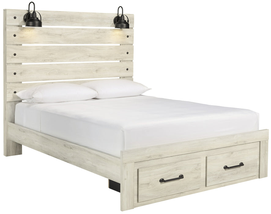 Cambeck Whitewash Queen Footboard Storage Bed - Gate FurnitureQueen Bed