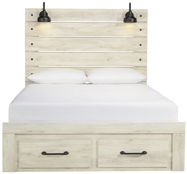 Cambeck Whitewash Queen Footboard Storage Bed - Gate FurnitureQueen Bed