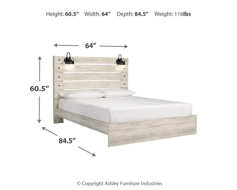 Cambeck Whitewash Queen Panel Bed and 2 Nightstands - B192B119
