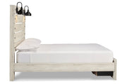 Cambeck Whitewash Queen Panel Bed with 2 Storage Drawers - Lara FurnitureQueen Bed