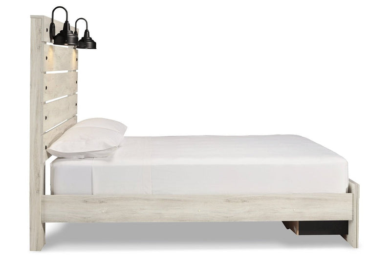 Cambeck Whitewash Queen Panel Bed with 2 Storage Drawers - Lara FurnitureQueen Bed