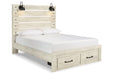 Cambeck Whitewash Queen Panel Bed with 2 Storage Drawers - Gate FurnitureQueen Bed