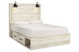 Cambeck Whitewash Queen Panel Bed with 4 Storage Drawers - Gate FurnitureQueen Bed