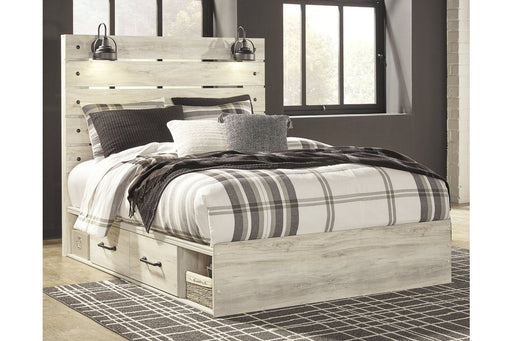 Cambeck Whitewash Queen Platform Bed with 2 Storage Drawers - Lara FurnitureQueen Bed