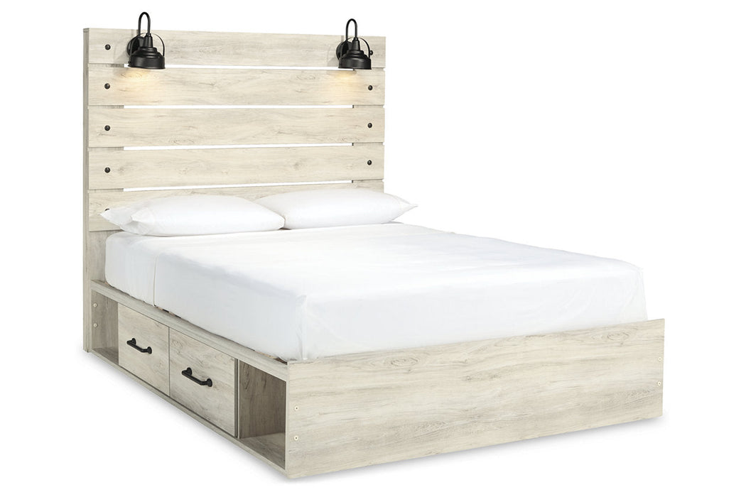 Cambeck Whitewash Queen Platform Bed with 2 Storage Drawers - Gate FurnitureQueen Bed
