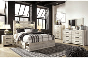 Cambeck Whitewash Queen Platform Bed with 2 Storage Drawers - Lara FurnitureQueen Bed
