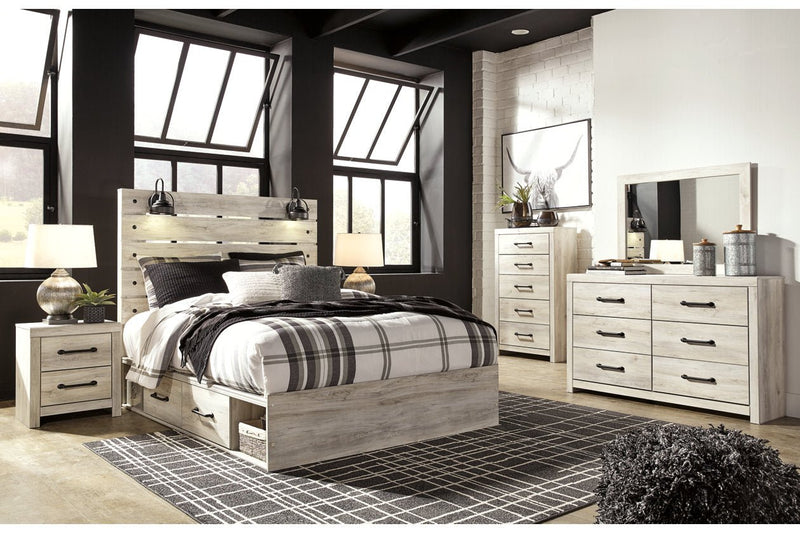 Cambeck Whitewash Queen Platform Bed with 2 Storage Drawers - Lara FurnitureQueen Bed