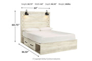Cambeck Whitewash Queen Platform Bed with 4 Storage Drawers - Lara FurnitureQueen Bed