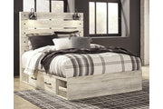Cambeck Whitewash Queen Platform Bed with 4 Storage Drawers - Lara FurnitureQueen Bed