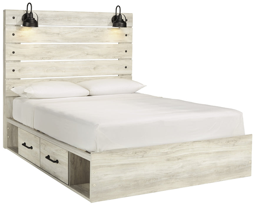 Cambeck Whitewash Queen Side Storage Platform Bed - Gate FurnitureQueen Bed