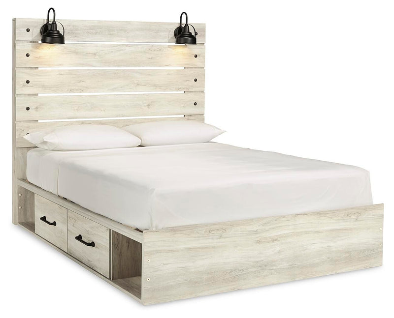 Cambeck Whitewash Queen Storage Bed, Chest and 2 Nightstands - B192B128